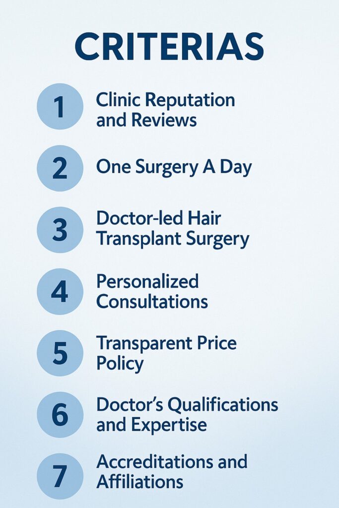 Criteria for choosing hair transplant clinic